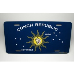 CONCH REPUBLIC FLAG METAL CAR LICENSE PLATE KEY WEST FLORIDA CONCH REPUBLIC