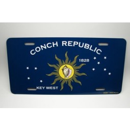 CONCH REPUBLIC VLAG METALEN AUTO KENTEKENPLAAT SLEUTEL WEST FLORIDA CONCH REPUBLIEK