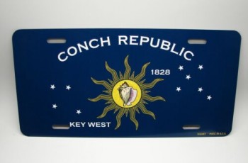 CONCHIGLIA REPUBBLICA BANDIERA IN METALLO TARGA AUTO CHIAVE WEST FLORIDA CONCHIGLIA REPUBBLICA