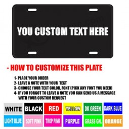 PLAQUE D’IMMATRICULATION EN ALUMINIUM PERSONNALISÉE PERSONNALISÉE NOIRE Étiquette de voiture (votre nom et votre couleur))