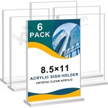 Arrobust 8.5 x 11 Acrylique Porte-panneaux de table transparent, double face en forme de T Flyer Holder en plastique pour papier photo
