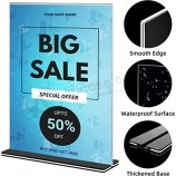 REALWAY 8.5x11 Porte-enseigne en acrylique, présentoir en acrylique double face en forme de T, présentoir en plastique, présentoir de menu de table, présentoir