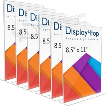 Display4top 8.5x11 acryl tekenhouder, doorzichtige tafelblad display plastic standaard, dubbelzijdig, onderbelasting