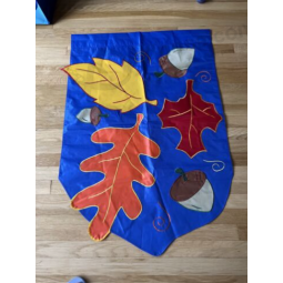 Feuilles vintage et glands jardin drapeau extérieur fond bleu avec haute qualité et n’importe quelle taille