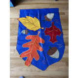 Vintage leaves and Acorns garden outdoor flag blue background with high quality and any size