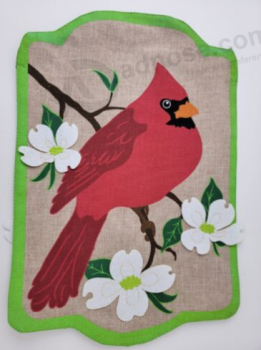 Cardinal Red Bird Garden Flag Dogwood Flowers Burlap 18.5x12.5 with high quality and any size