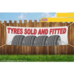 Pneumatici venduti e montati Garage Tyre Shop Heavy Duty PVC Banner Sign 3263