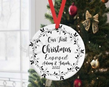 Notre premier Noël en tant que fiancé Boule Nom Personnalisé Décoration Cadeau Souvenir