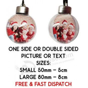 Personalised Christmas Image Photo Picture Text Bauble Decoration Gift Xmas Tree
