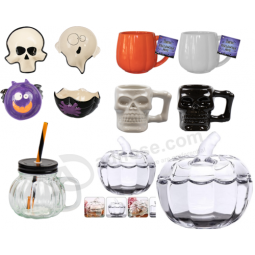 Halloween-Dekoration Glas Glas Kürbis Banner Luftballons Schablonen Teller Servietten