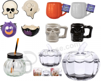 Halloween-Dekoration Glas Glas Kürbis Banner Luftballons Schablonen Teller Servietten