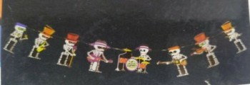 Halloween 9' Garland Paper Banner Skeletons Party Decorations Props wall hanging