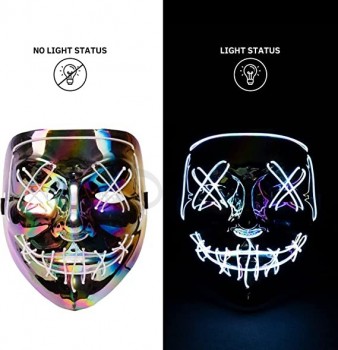 Led 할로윈 마스크, 남성용 할로윈 마스크, 성인용 라이트 업 할로윈 마스크 코스프레 3가지 조명 모드 (다색)