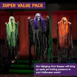Halloween Hanging Grim Reapers Decorations, 35.3” Halloween Skeleton Ghost Decorations, Halloween Hanging Decoration for Haunted