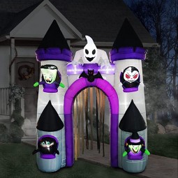 Halloween Inflatables Arch Decorations Ghost Archway Gate Decoration with Witch Cat Frankenstein