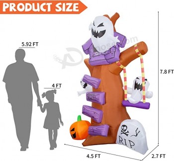 8 FT Altezza Halloween Gonfiabili Albero Fantasma All'aperto con Zucca Fantasma e Lapide, Blow Up Yard Decorazione Liquidazione con Luci A LED