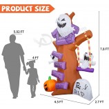 8 FT Hoogte Halloween Opblaasboten Buiten Spookboom met Spookpompoen & Grafsteen, Blaas Op Tuindecoratie Opruiming met LED-verlichting