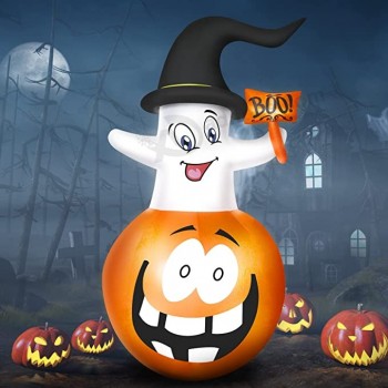 Decorazioni gonfiabili di Halloween da 6 piedi con cappello da mago e luci a LED incorporate, decorazioni di Halloween per feste all'aperto per le vacanze