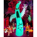 12Ft Halloween Opblaasboten Reuzenspook met 7 Kleuren Veranderende LED-verlichting, Halloween Decoraties Buiten