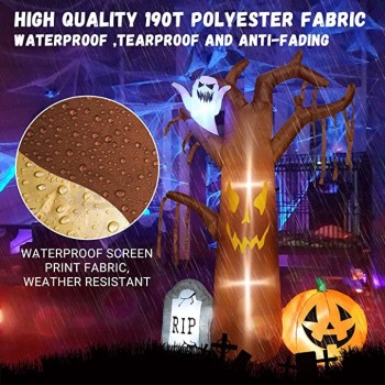7FT Halloween Gonfiabili Albero Morto All'aperto con Sensore di Movimento urlerà, Esploderà Decorazioni Cortile Built-in Luci A LED
