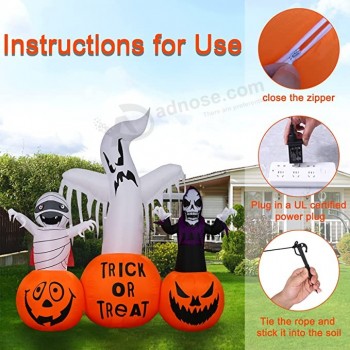 8FT Halloween Gonfiabili Decorazioni Esterne Zucca Gonfiabile e Fantasma All'esterno con Built-in Luce Led Yard Gonfiabili per Giardino Prato Decor