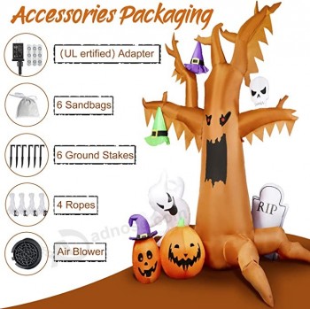 怖いハロウィーンの膨脹可能な枯れ木とゴーストカボチャの墓石、ハロウィーンパーティー用のLED内蔵でインフレータブルハロウィーンの装飾を爆