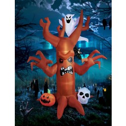 8ft Halloween Inflatable Outdoor Dead Tree with White Ghosts, Pumpkins and Owls, Yard Decor Clearance