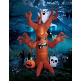 8ft Halloween opblaasbare dode boom voor buiten met witte geesten, pompoenen en uilen, tuindecoratie opruiming
