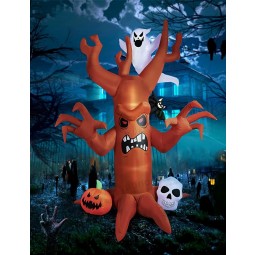 8ft Halloween opblaasbare dode boom voor buiten met witte geesten, pompoenen en uilen, tuindecoratie opruiming