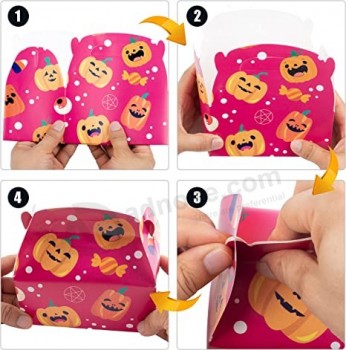 Halloween-geschenkdozen met repetitieve patronen, kinderen Halloween Goodie Gable Boxes voor trick-or-treating, Halloween-partijgunsten