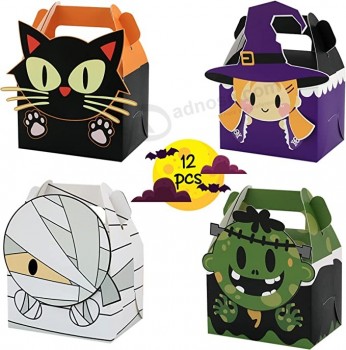 Boîtes de bonbons d’Halloween, bonbons ou friandises Boîtes de bonbons Biscuits Boîte de sacs de cadeaux Boîte de friandises d’Halloween Boîte de sac de conteneur de collation pour