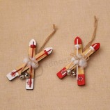 Colgantes colgantes de árbol de Navidad de esquí de madera para regalos para el hogar Adornoscolgante de madera Esquí Navidad Colgantes de árbol Decoraciones Para el hogar Regalos 