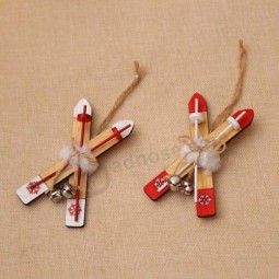Colgantes colgantes de árbol de Navidad de esquí de madera para regalos para el hogar Adornoscolgante de madera Esquí Navidad Colgantes de árbol Decoraciones Para el hogar Regalos 