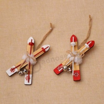 Colgantes colgantes de árbol de Navidad de esquí de madera para regalos para el hogar Adornoscolgante de madera Esquí Navidad Colgantes de árbol Decoraciones Para el hogar Regalos