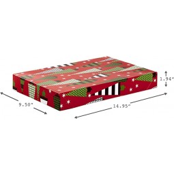 Christmas Gift Boxes with Lids in Assorted Designs (Pack of 12: Trees, Stripes, Snowmen, Holly) Red, Green and White Patterned Shirt Boxes
