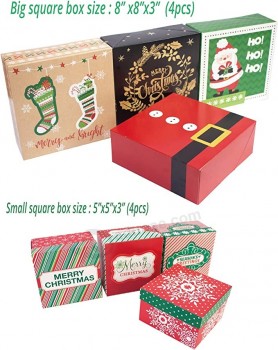 Christmas Gift Boxes with Lids and 80-Count Foil Christmas Gift Tag Stickers (Assorted size,6 Rectangle