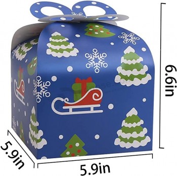 クリスマスクラフトグッディギフトボックス、24クリスマスパーティーペーパートリートキャンディーボックスクリスマスの好意のための弓付き