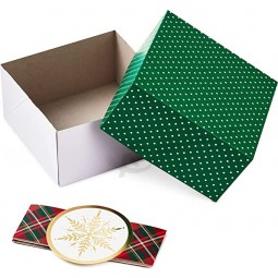 Assorted Size Gift Boxes with Wrap Bands for Christmas (3 Boxes: Red, Green, Gold, "Christmas Wishes,"