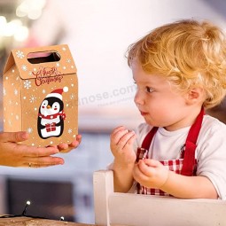 Scatole regalo di carta kraft natalizia 24 pezzi di Natale Chicche Treat Candy Bags Scatole per bomboniera della festa di Natale