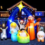 8Ft 크리스마스 풍선 야외 장식 De Navidad 폭발 성탄 장면 예수 세트 베들레헴 아치 LED 조명 송풍기 거대한 크리스마스 블로우 금형 휴일