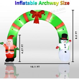 10 Ft beleuchtete aufblasbare Weihnachtstorbögen, aufblasbare Weihnachtsmann- und Schneemannbogen Feiertagsdekorationen im Innen- und Außenbereich, eingebaute LED-Leuchten