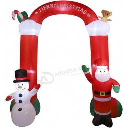 9 FT Weihnachten aufblasbare Sockenbogen mit Weihnachtsmann & Schneemann, aufblasbare Außendekorationen frohe Weihnachten Torbogen