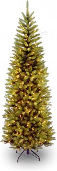 National Tree Company Albero di Natale sottile artificiale pre-illuminato, verde, abete di Kingswood, luci bianche, include supporto, 6,5 piedi