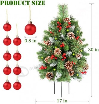 Albero di Natale Percorso Portico Pigne innevate Alberi di Natale Pre-illuminato 30 LED Timer a batteria 8 modalità Decorazioni natalizie all'aperto per ingresso carrabile