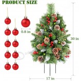 Kerstboom Pad Veranda Besneeuwde Dennenappels Kerstbomen Voorgelit 30 LED Batterij Aangedreven Timer 8 Standen Buiten Xmas Decor voor Entree Oprit