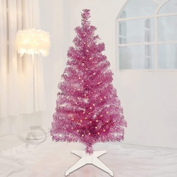 Albero di Natale artificiale pre-illuminato da 4 piedi, alberi di abete rosso di pino illuminati con 70 luci a LED bianche calde