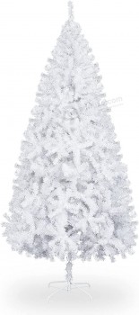 6 ft White Unlit Artificial Christmas Pine Tree Xmas Tree Holiday Party Decoration with Sturdy Metal Stand