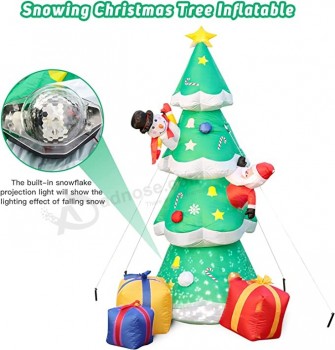 8.2フィートのクリスマスインフレータブル屋外デコレーション、LEDスノープロジェクターライト、雪が降るインフレータブルクリスマスツリーブロ