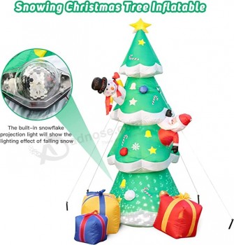 8.2 Ft Christmas Inflatables Outdoor Decorations with LED Snow Projector Lights, Snowing Inflatable Christmas Tree Blow Up Yard Decorations