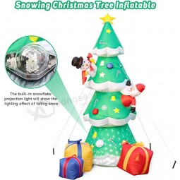 8.2 Ft Kerst Opblaasboten Buiten Decoraties met LED Sneeuw Projector Lichten, Sneeuwen Opblaasbare Kerstboom Opblazen Yard Decoraties